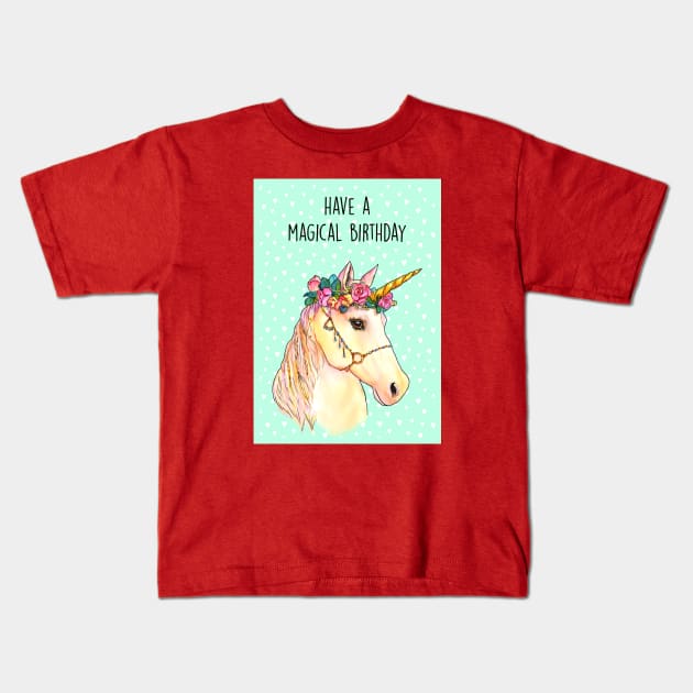 Magical Unicorn Birthday Kids T-Shirt by Poppy and Mabel